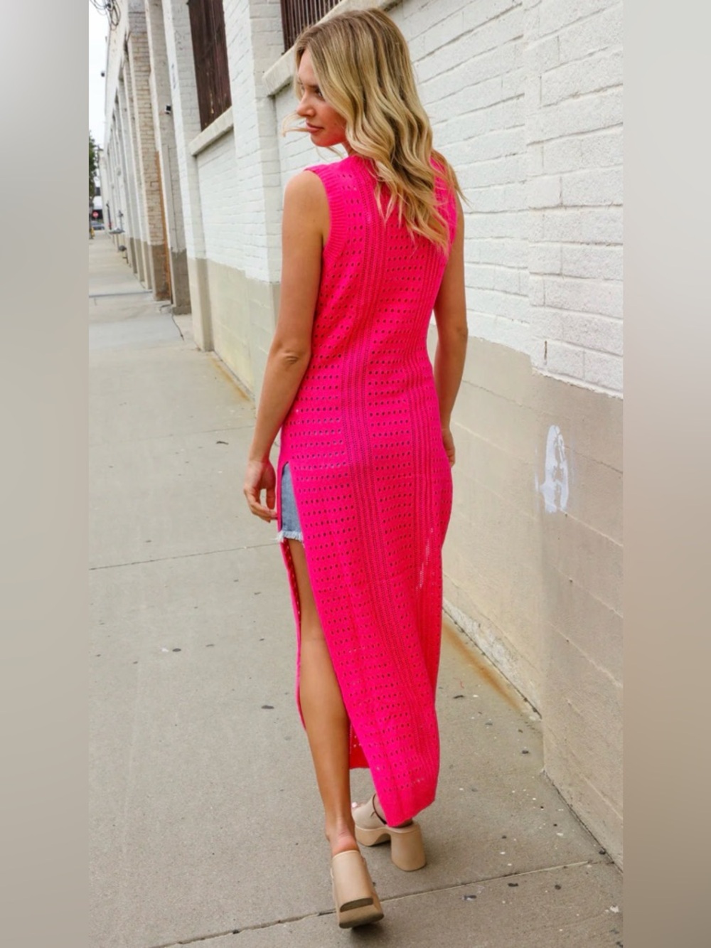 NEW [First Love] Crochet Sleeveless Sheer Maxi Cover-Up Dress Women's Plus Sizes - Picture 9 of 13